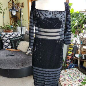 SHEIN SXY Black long sleeve Sheer Panels Dress 1XL